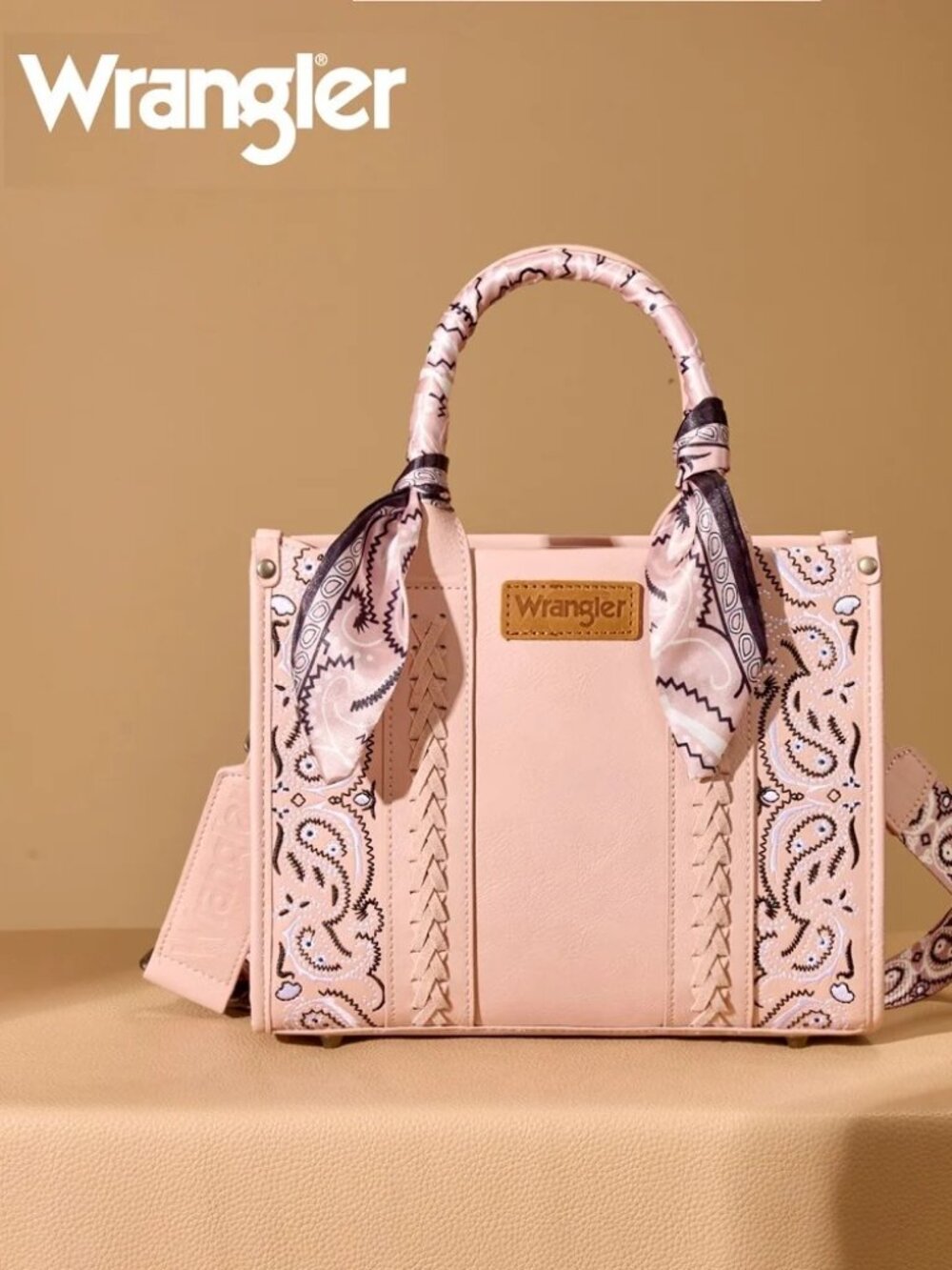 Wrangler Braided Paisley Bandana Tote Bag Pink